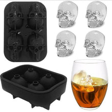 Load image into Gallery viewer, 3D Skull Flexible Silicone Ice Cube Mold Tray Makes
