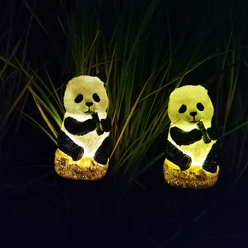Solar Lamp Outdoor Panda Figurine Sunlight Garden Statue Lawn Light