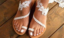 Load image into Gallery viewer, Women&#39;s Lace Flat Heel Open Toe Sandals
