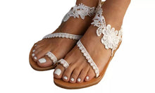 Load image into Gallery viewer, Women&#39;s Lace Flat Heel Open Toe Sandals

