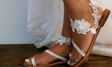 Load image into Gallery viewer, Women&#39;s Lace Flat Heel Open Toe Sandals
