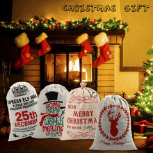 Load image into Gallery viewer, Cotton Burlap Santa Xmas Personalize Present Bag
