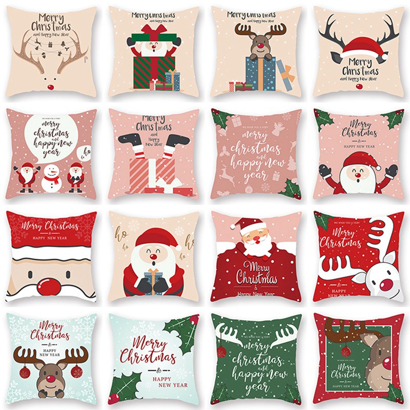 Santa Claus Elk Christmas Decoration Cushion Cover