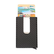 Load image into Gallery viewer, PU Carbon Fiber ID Metal Credit Card Wallet
