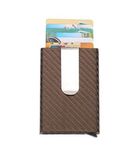 Load image into Gallery viewer, PU Carbon Fiber ID Metal Credit Card Wallet
