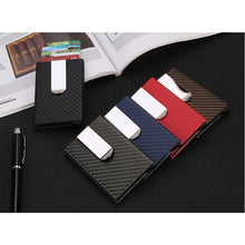 Load image into Gallery viewer, PU Carbon Fiber ID Metal Credit Card Wallet
