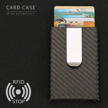 Load image into Gallery viewer, PU Carbon Fiber ID Metal Credit Card Wallet
