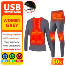 Load image into Gallery viewer, Men Women USB Electric Heated Thermal Underwear Set
