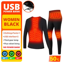 Load image into Gallery viewer, Men Women USB Electric Heated Thermal Underwear Set

