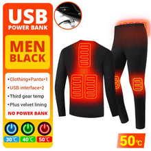 Load image into Gallery viewer, Men Women USB Electric Heated Thermal Underwear Set
