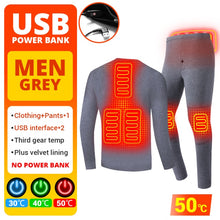 Load image into Gallery viewer, Men Women USB Electric Heated Thermal Underwear Set
