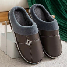 Load image into Gallery viewer, Winter Cotton Slippers PU Leather Waterproof Indoor non-slip Warm Slippers
