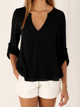 Load image into Gallery viewer, Women&#39;s Long-sleeved V-neck Top Chiffon
