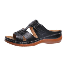 Load image into Gallery viewer, Casual Slip-On Stitched Wedge Striped Sandals
