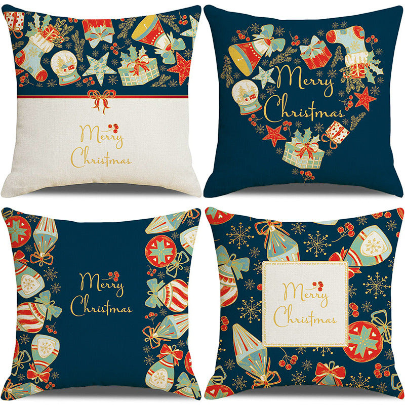 4 Pack New Christmas Linen Pillowcase