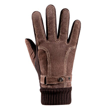 Load image into Gallery viewer, Unisex Pigskin Ribbed Cold Resistant Velvet All Finger Touch Screen Gloves
