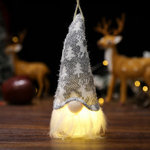 Load image into Gallery viewer, Christmas Forest old man with light pendant faceless doll
