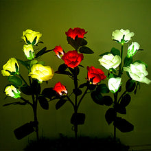 Load image into Gallery viewer, 3 Head LED Solar Simulation Rose Flower Solar LED Light
