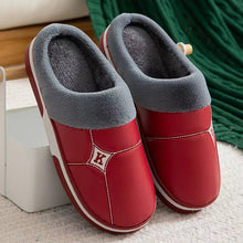 Load image into Gallery viewer, Winter Cotton Slippers PU Leather Waterproof Indoor non-slip Warm Slippers
