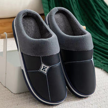 Load image into Gallery viewer, Winter Cotton Slippers PU Leather Waterproof Indoor non-slip Warm Slippers
