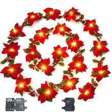 Load image into Gallery viewer, 3M 20LED Christmas poinsettia lantern string
