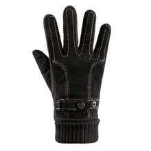 Load image into Gallery viewer, Unisex Pigskin Ribbed Cold Resistant Velvet All Finger Touch Screen Gloves
