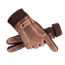 Load image into Gallery viewer, Unisex Pigskin Ribbed Cold Resistant Velvet All Finger Touch Screen Gloves
