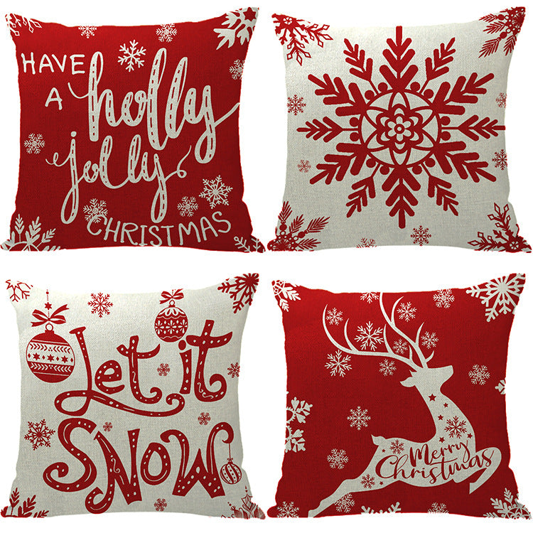 4 Pcs  45x45cm/18x18inch  Christmas Pillow Cover Cushion Cover