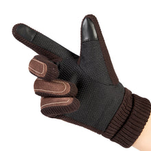 Load image into Gallery viewer, Unisex Pigskin Ribbed Cold Resistant Velvet All Finger Touch Screen Gloves
