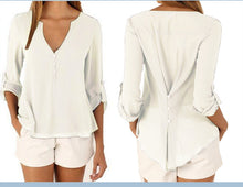 Load image into Gallery viewer, Women&#39;s Long-sleeved V-neck Top Chiffon
