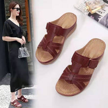 Load image into Gallery viewer, Casual Slip-On Stitched Wedge Striped Sandals
