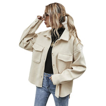 Load image into Gallery viewer, Autumn/winter lapel single breasted thick plain shirt wool
