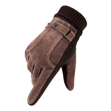 Load image into Gallery viewer, Unisex Pigskin Ribbed Cold Resistant Velvet All Finger Touch Screen Gloves
