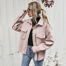 Load image into Gallery viewer, Autumn/winter lapel single breasted thick plain shirt wool
