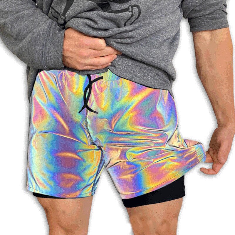 Shiny colorful reflective shorts