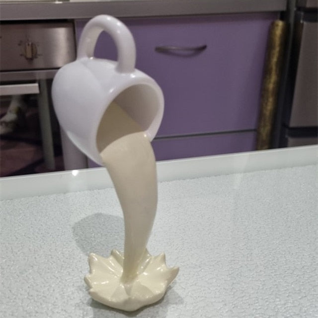 Resin Statues Floating Coffee Cup Art Sculpture Kitchen Home Decor Statue