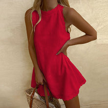 Load image into Gallery viewer, Women Fashion O-Neck Sleeveless Casual Loose Mini Dresses
