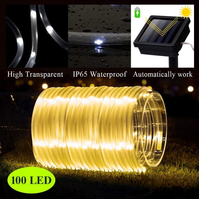 12M LED Solar Power Rope Tube Lamps