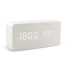 Load image into Gallery viewer, Alarm Clock LED Wooden Watch Table Voice Control
