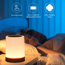 Load image into Gallery viewer, USB Rechargeable Touching Control Bedside Light Dimmable Table Lamp
