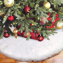 Load image into Gallery viewer, White Christmas Tree Skirt Plush Faux Fur Xmas Tree Carpet

