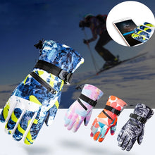 Load image into Gallery viewer, Unisex PU Leather Non-slip Touch Screen Waterproof Motorcycle Cycling Fleece Warm Snow Gloves
