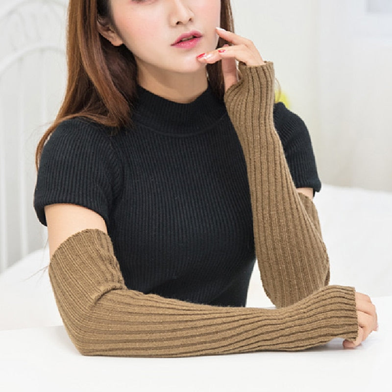 Winter Women Arm Warmers Knitted Woolen Arm Sleeve
