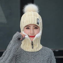 Load image into Gallery viewer, Women Windproof Winter Outdoor Knit Thick Siamese Scarf
