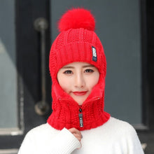Load image into Gallery viewer, Women Windproof Winter Outdoor Knit Thick Siamese Scarf
