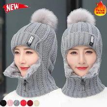 Load image into Gallery viewer, Women Windproof Winter Outdoor Knit Thick Siamese Scarf
