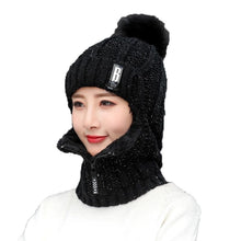 Load image into Gallery viewer, Women Windproof Winter Outdoor Knit Thick Siamese Scarf

