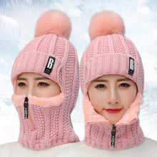 Load image into Gallery viewer, Women Windproof Winter Outdoor Knit Thick Siamese Scarf
