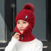 Load image into Gallery viewer, Women Windproof Winter Outdoor Knit Thick Siamese Scarf
