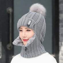 Load image into Gallery viewer, Women Windproof Winter Outdoor Knit Thick Siamese Scarf
